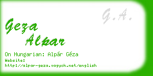geza alpar business card