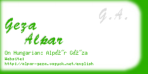 geza alpar business card